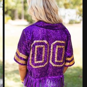 Frigned Bottom Purple and Gold Sequin Top